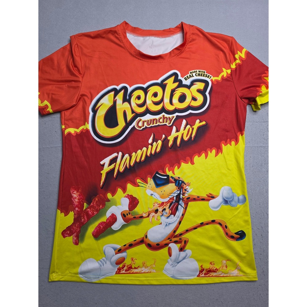 Flamin Hot‎ Cheetos T-Shirt Mens Medium Multicolor Chester Cheetah Graphic Print